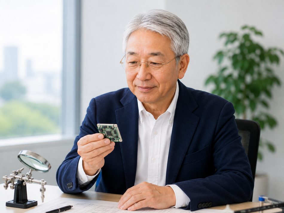 基板を手に取る久保江勝二